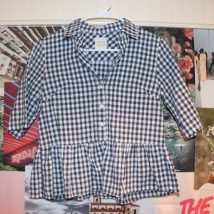 Gingham peplum shirt